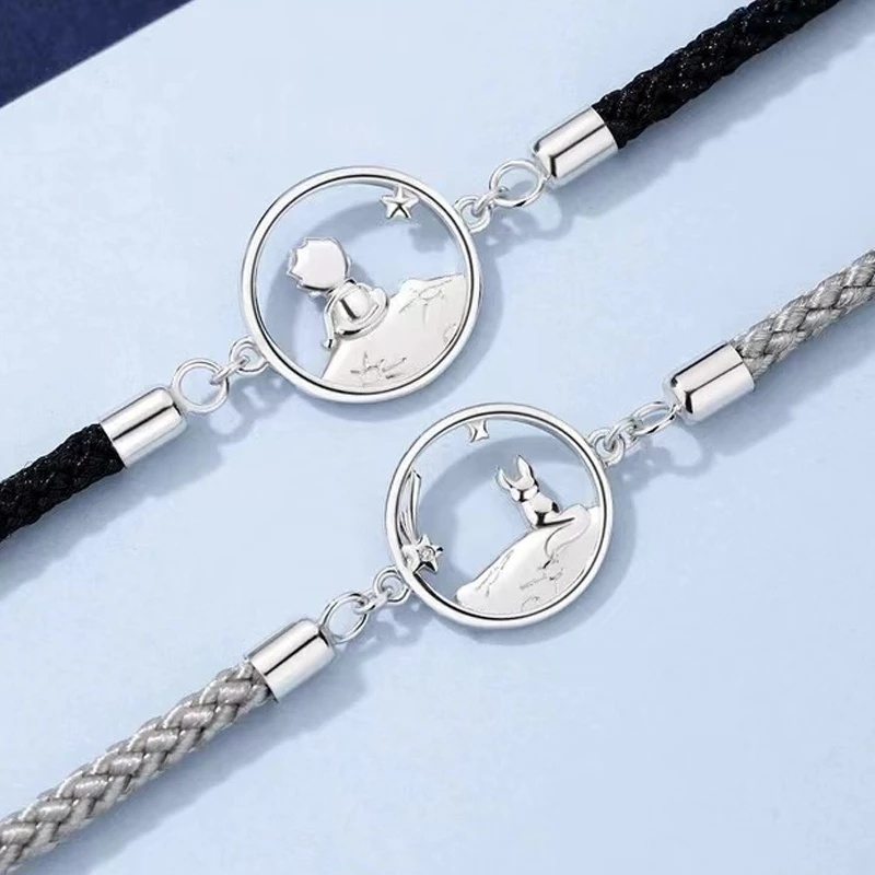 Vòng Tay Dây Bện Mặt Hình Chú Cáo Hoàng Tử Nhỏ Lãng Mạn Sáng Tạo Thời Trang Cho Nữ/Cặp Đôi