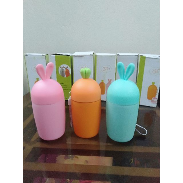 Bình Nước Thủy Tinh 400ml - Bình Chịu Nhiệt, Giữ Nhiệt Tối Ưu Hình Thỏ Và Cà Rốt 6767