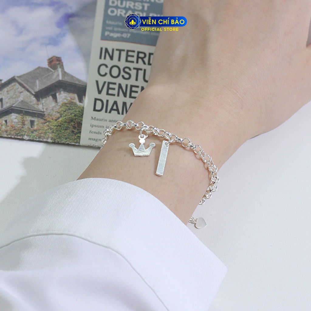 Lắc tay bạc đôi vương miện nam nữ ( khắc tên ) chất liệu bạc 925 thời trang phụ kiện trang sức Viễn Chí Bảo L400362