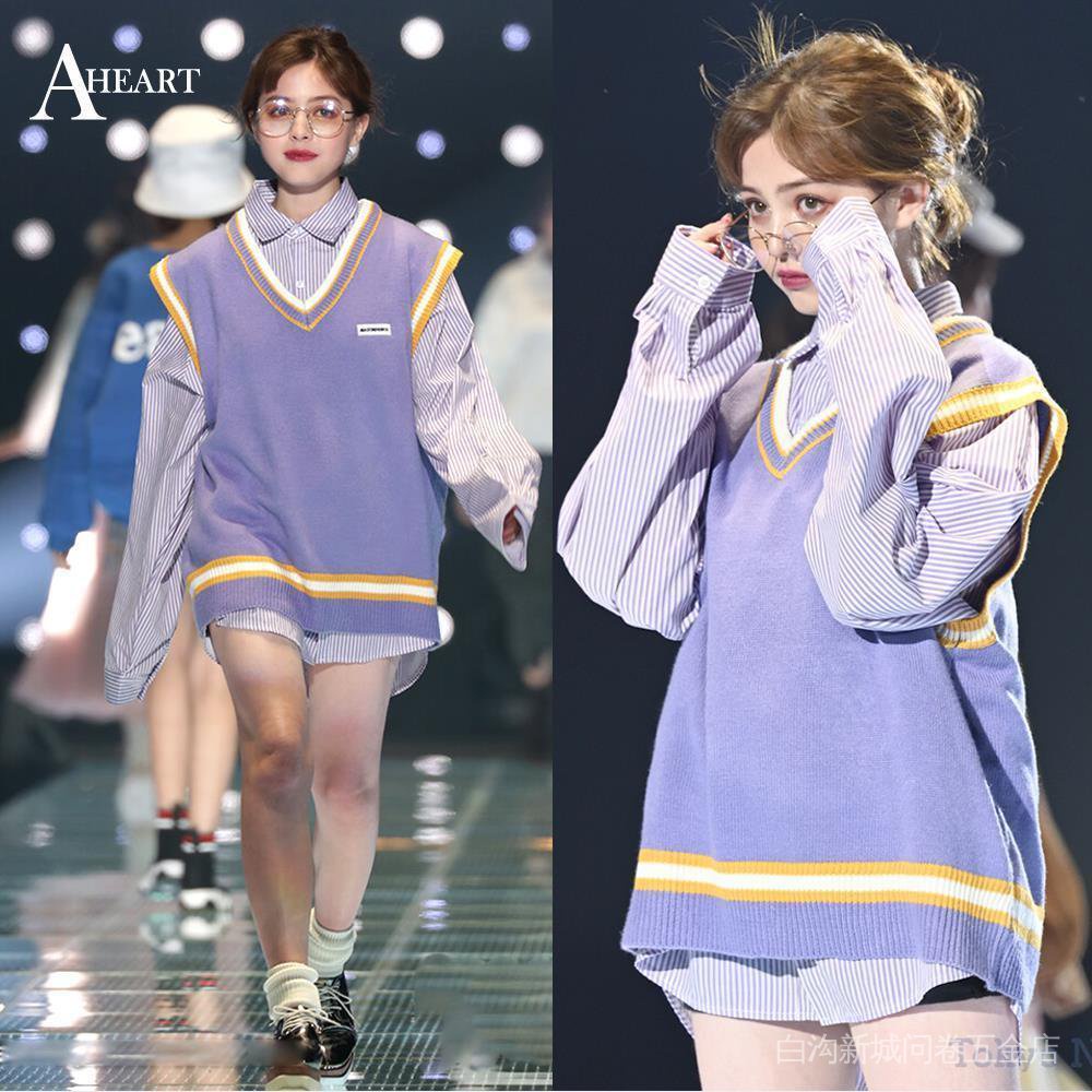 Bộ Áo Sơ Mi + Áo Khoác Sweater Sát Nách Kẻ Sọc Kiểu Nhật Bản Thời Trang Thu Đông Cho Học Sinh