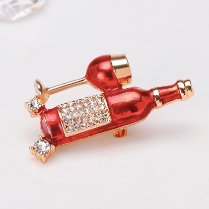 Cài áo đính đá mạ PVD không gỉ - Vino Rosato (size 3.5x 4.5 cm)