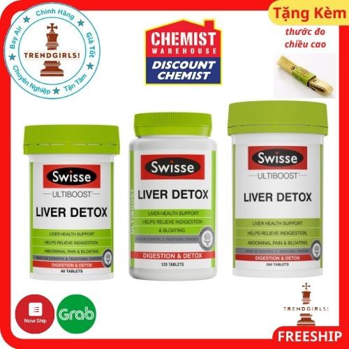 Viên uống hỗ trợ thải độc gan Swisse Ultiboost Liver Detox, Úc (60 + 120 + 200 viên) bổ gan và giảm bớt khó tiêu