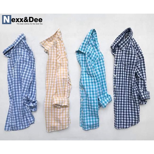 Áo sơ mi caro nam kẻ sọc tay dài vải Oxford denim công sở check shirt Nexx&Dee SM01