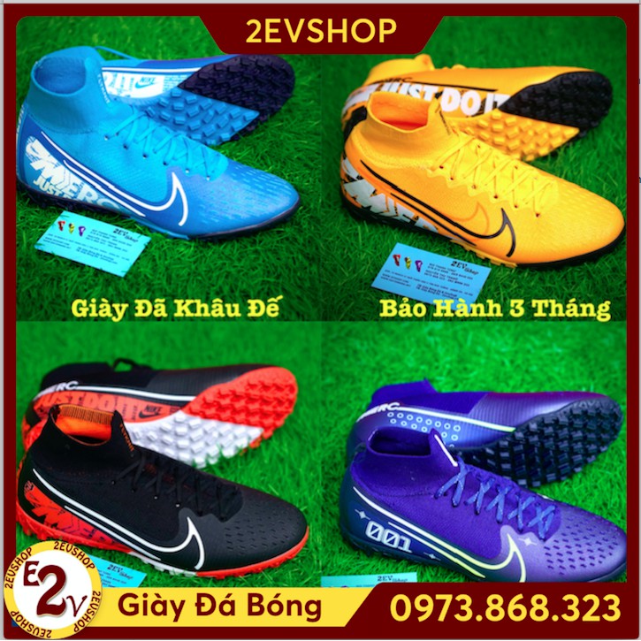 [Tặng Túi] Giày Đá Bóng Cỏ 𝗧𝗙 𝗠𝗲𝗿𝗰𝘂𝗿𝗶𝗮𝗹 𝟳 Cổ Cao Đủ Màu Đã Khâu Bền Đẹp ˇ ⁵ ' ' P:{