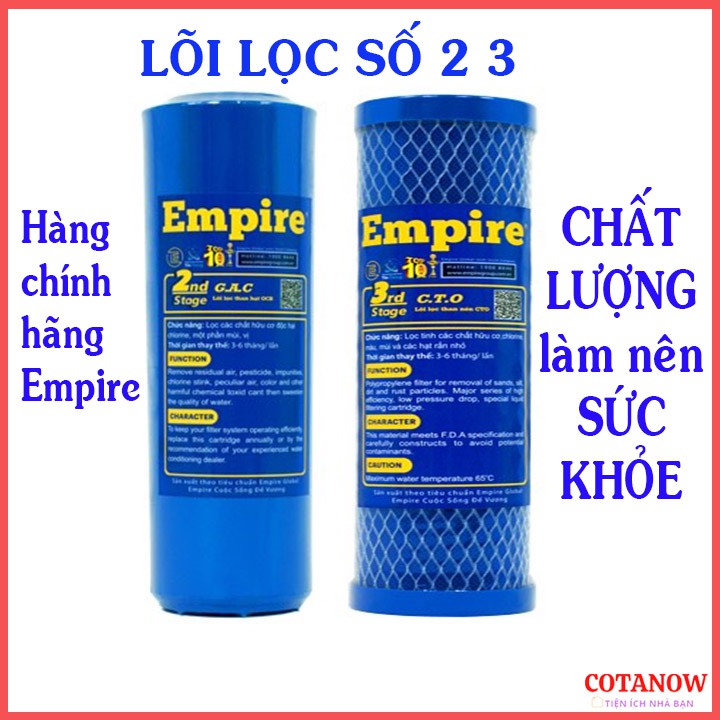 Lõi Lọc Nước số 2 3 Cao Cấp Empire, Dùng cho tất các các loại máy lọc nước gia đình COTANOW