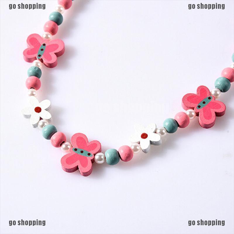 {go shopping}1sets Wooden beaded cartoon animal necklace girl party supply gift