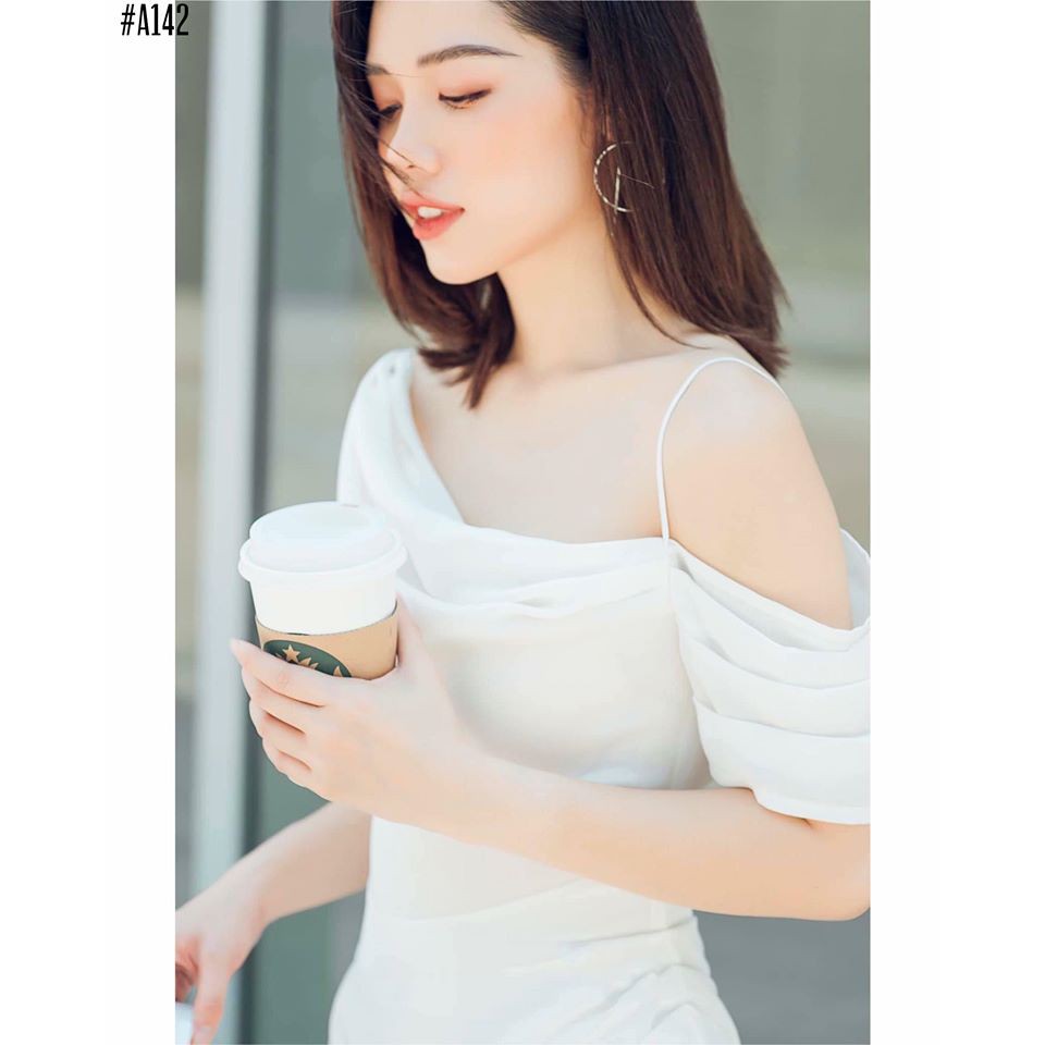 Đầm dự tiệc lệch vai siêu xinh chất voan lụa siêu mềm | BigBuy360 - bigbuy360.vn