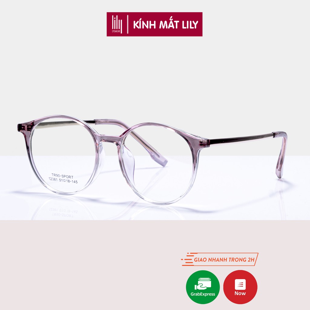 Gọng kính cận nam nữ Lilyeyewear kim loại mắt tròn thời trang nhiều màu 12381