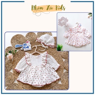 Body Váy Hoạ Tiết Quả Cherry Đỏ Chất Muslin Cao Cấp Cho Bé Gái 3 Đến 12kg [A445]
