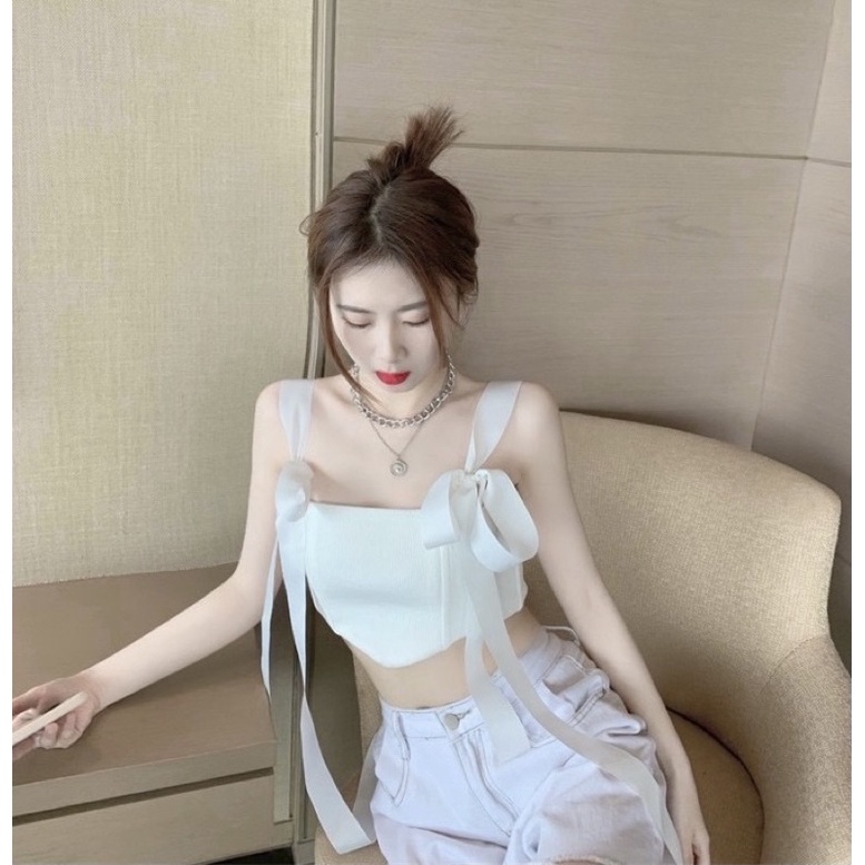 Áo croptop đan dây lưng Ulzzang(sẵn)
