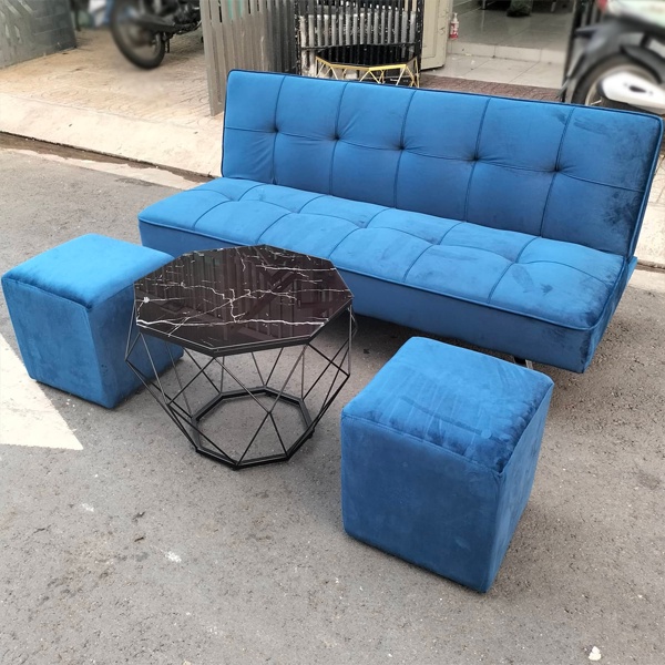 Bàn sofa cao 45cm  - Bàn kim cương kính cường lực sơn tĩnh điện