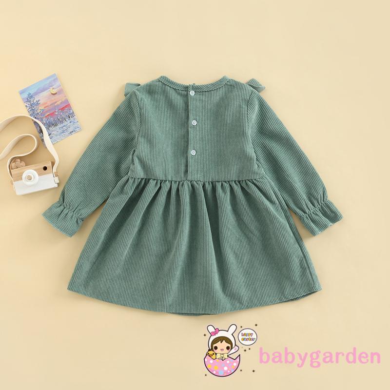 Đầm Chữ A Tay Dài Cổ Tròn Thêu Hoa Thời Trang Xuân Thu Cho Bé Gái 3-7 Tuổi