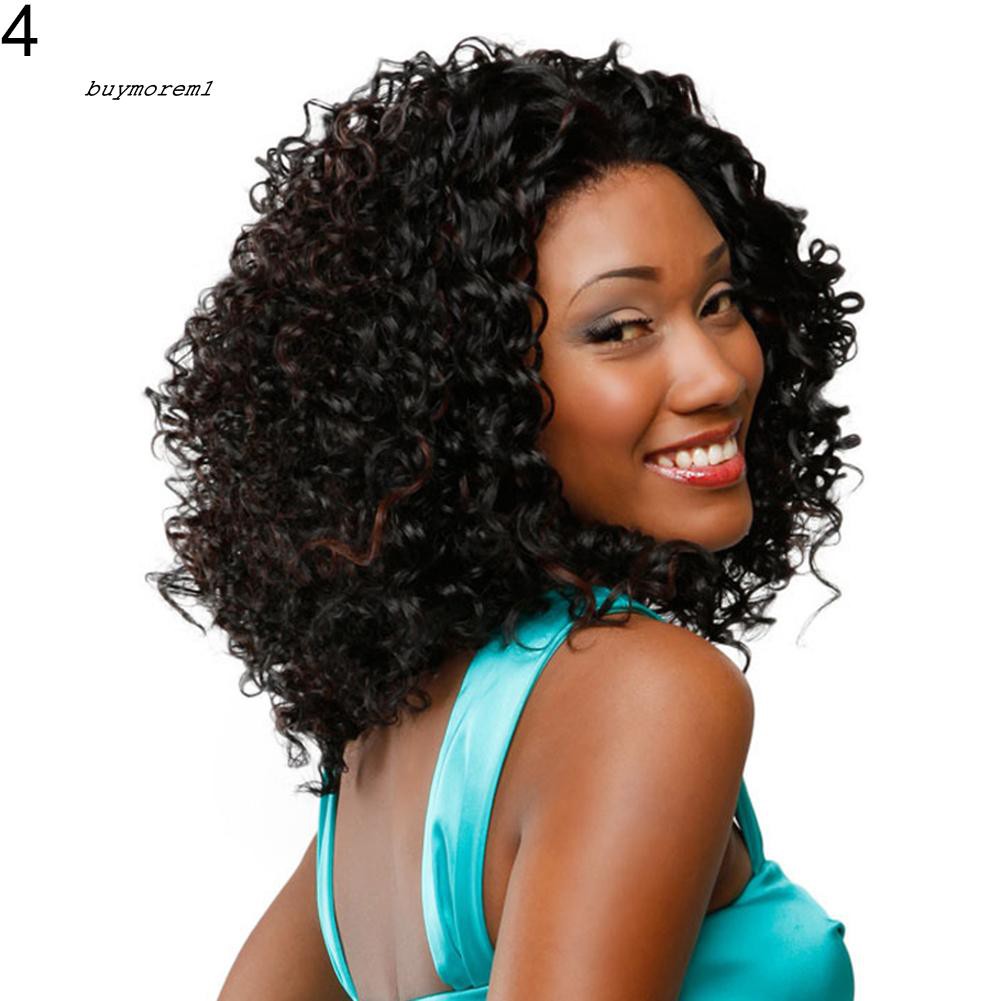 Bộ tóc giả ngắn ngang vai uốn xoăn phong cách Châu Phi thời trang cho nữ