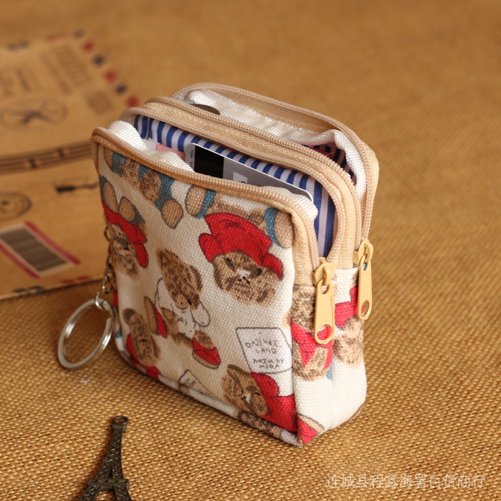 Cartoon cute mini Coin Coin purse storage car key driver's license wireless earphone lipstick small cloth bag
