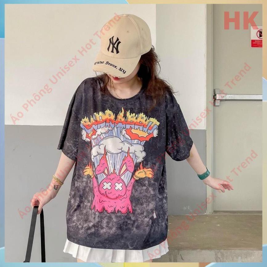 Áo Phông Loang, Áo Thun Loang Nam Nữ Tay Lỡ Form Rộng Cao Cấp Unisex - Hàng Hot Trend Loại 1 - Hình Thỏ