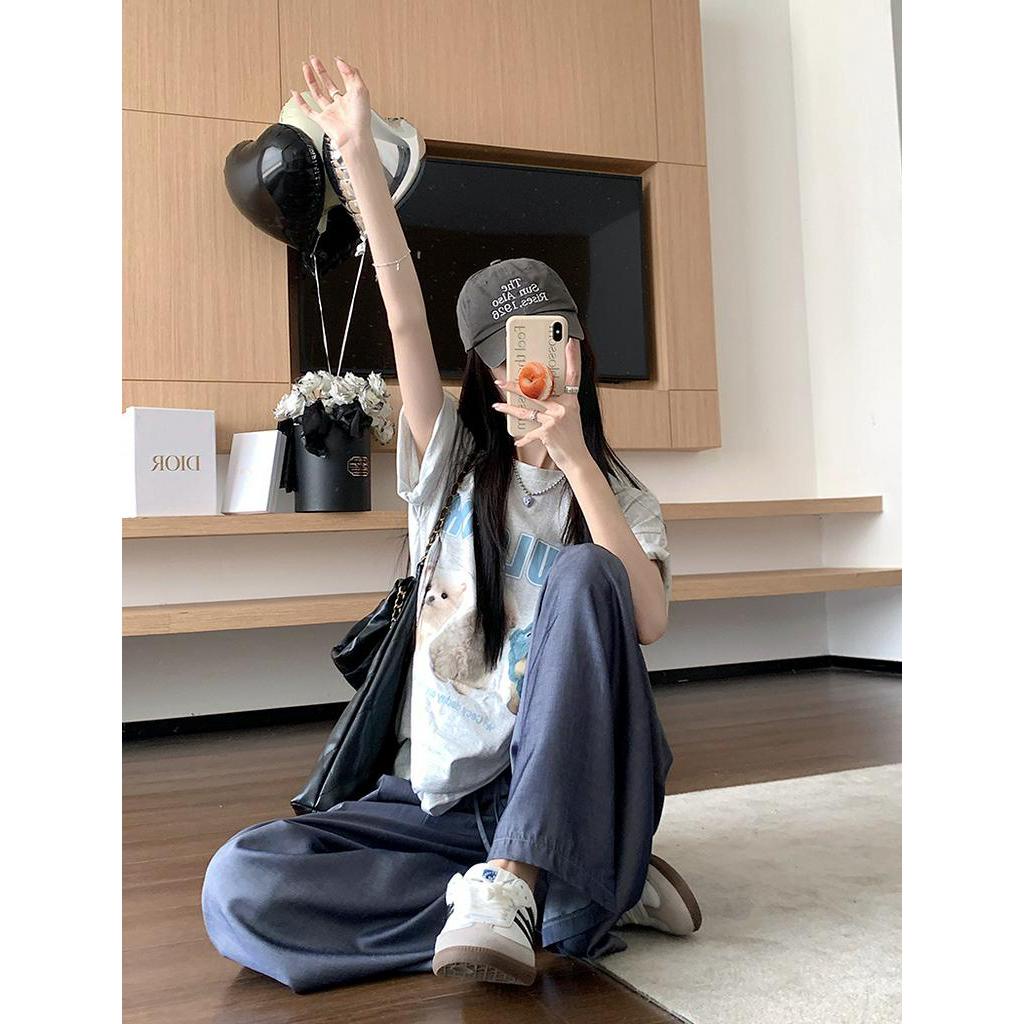 Quần Ống Rộng Lưng Cao Phong Cách Retro Mùa Hè Kiểu Mới 63922