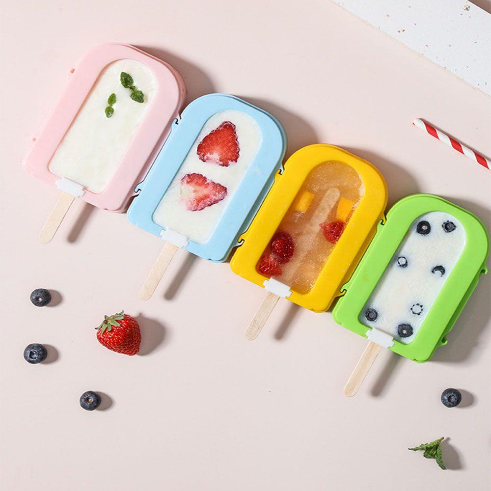 YIYU Khuôn Làm Kem Que Có Nắp Bằng Nhựa Tiện Dụng