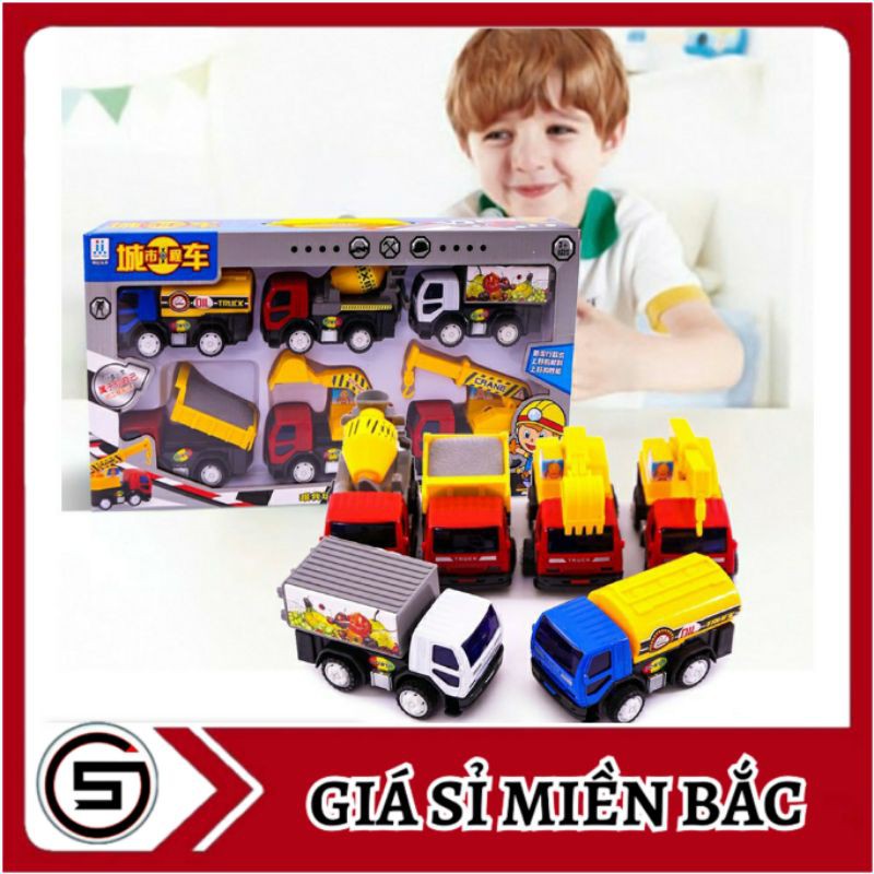 Bộ đồ Chơi 6 Xe Ô tô Công Trình Cao Cấp 11cm