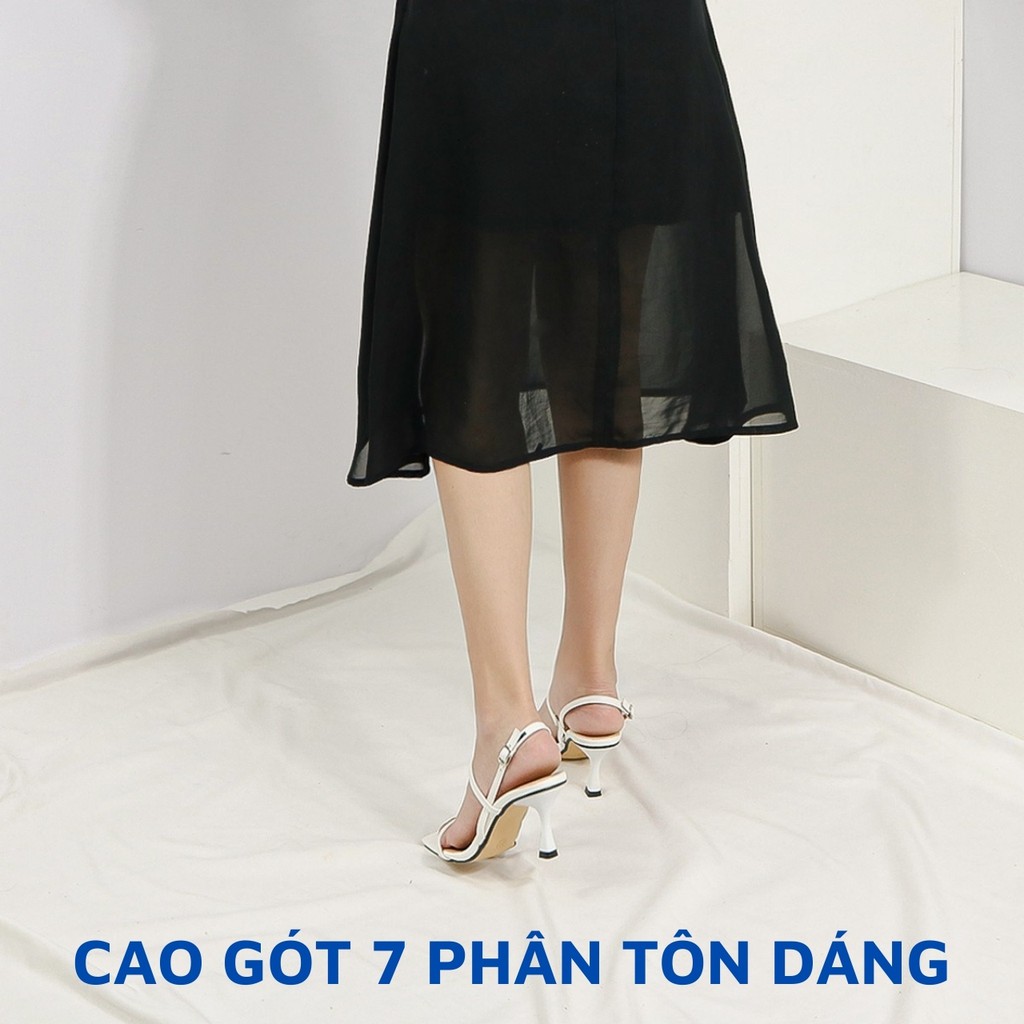 (CAO CẤP) Giày cao gót mũi vuông phối dây mỏng gót nhọn cao 7cm, True Store đảm bảo, BM004