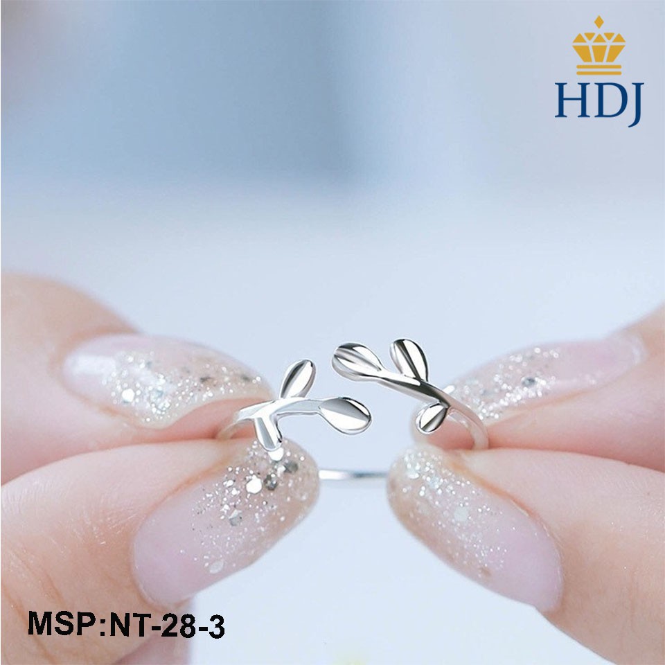 Nhẫn bạc nữ Freesize Hình Lá nhỏ trơn không đá sang trọng trang sức cao cấp HDJ mã NT-28-3 Hàng Xuất Khẩu
