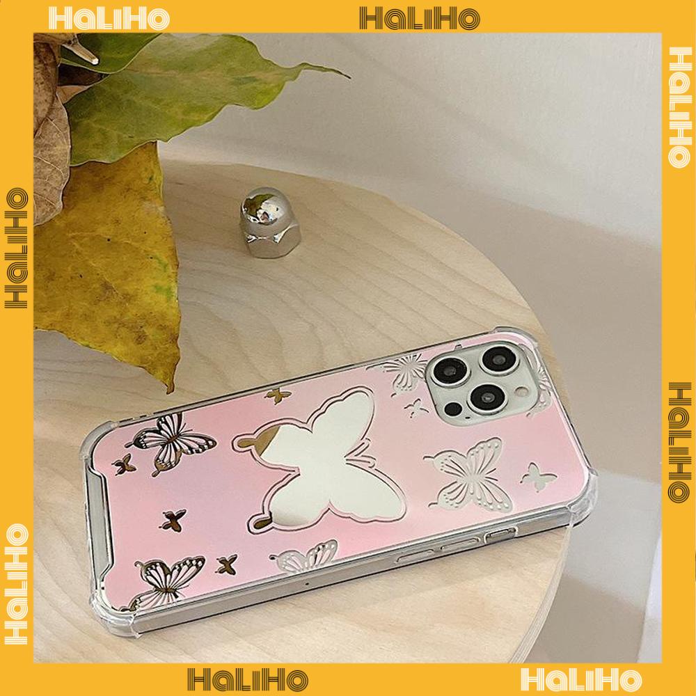 Ốp điện thoại acrylic HD gương laser in bướm hồng thích hợp cho iPhone 11 13 Pro Max 12 Pro Max 7 Plus iPhone xr xs