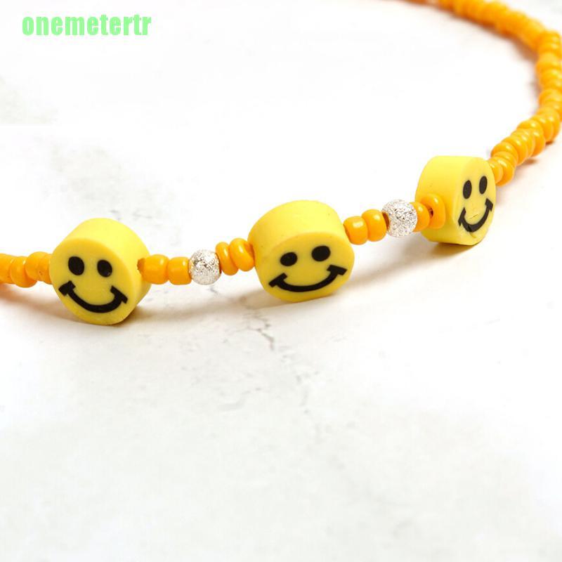 Vòng Cổ Choker Mặt Cười Nhiều Màu Sắc Phong Cách Bohemian Thời Trang Mùa Hè