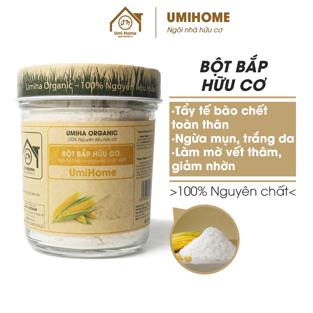 Bột đắp mặt Bột Bắp nguyên chất UMIHOME 135g tẩy tế bào chết, ngừa mụn dưỡng trắng da hiệu quả