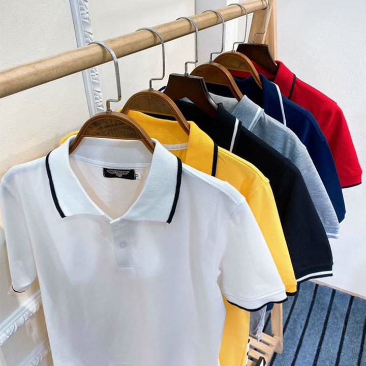 Áo POLO Nam Chất Thun Co Giãn, Áo Thun Nam Cổ Bẻ Cotton cổ có viền