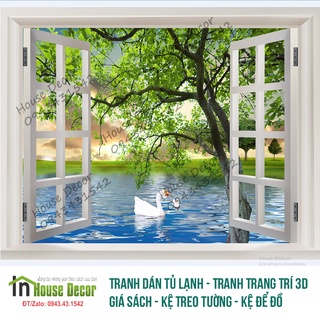 Tranh dán tường 3D cửa sổ, Tranh Dán Tường 3d Phòng Khách, phòng ngủ hiện đại - CS82