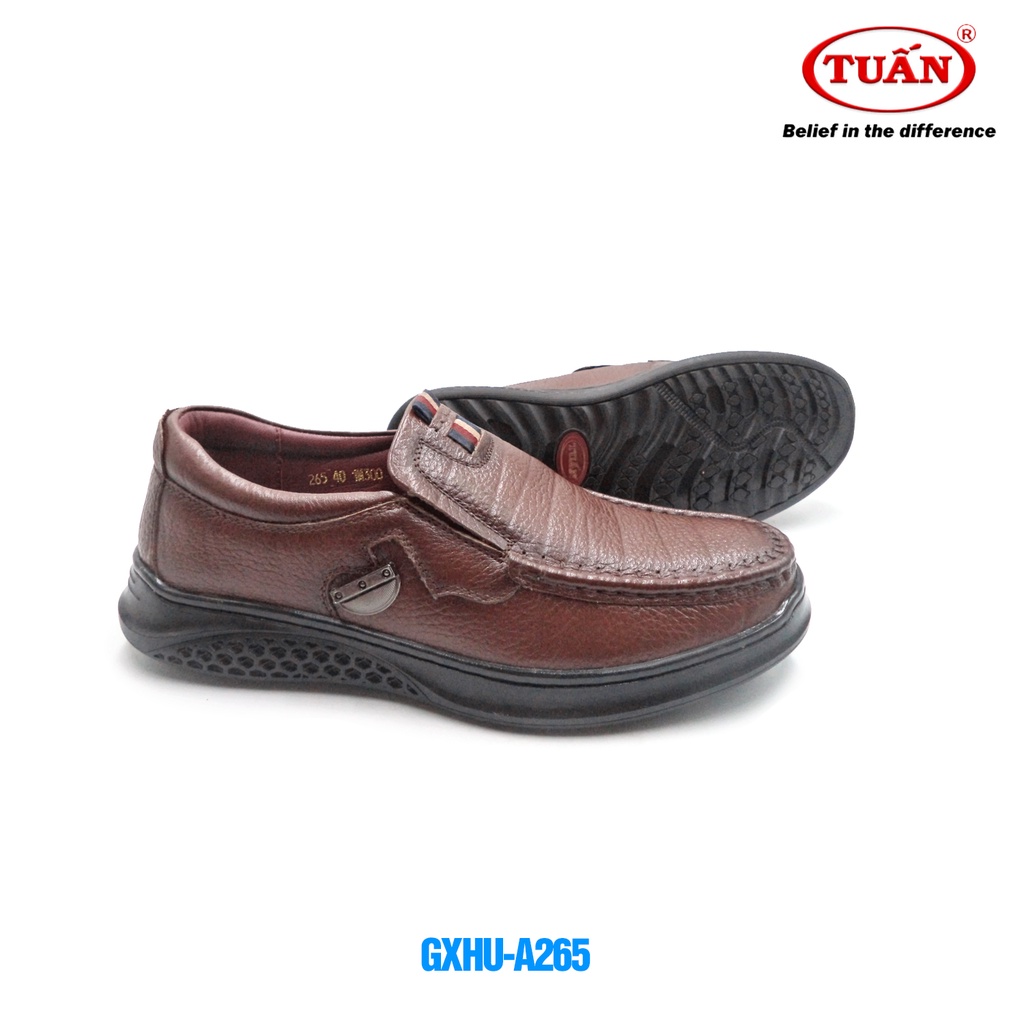 Giày lười nam giày mọi quai da bò nhập khẩu đế cao su thương hiệu Tuấn GXHU-265