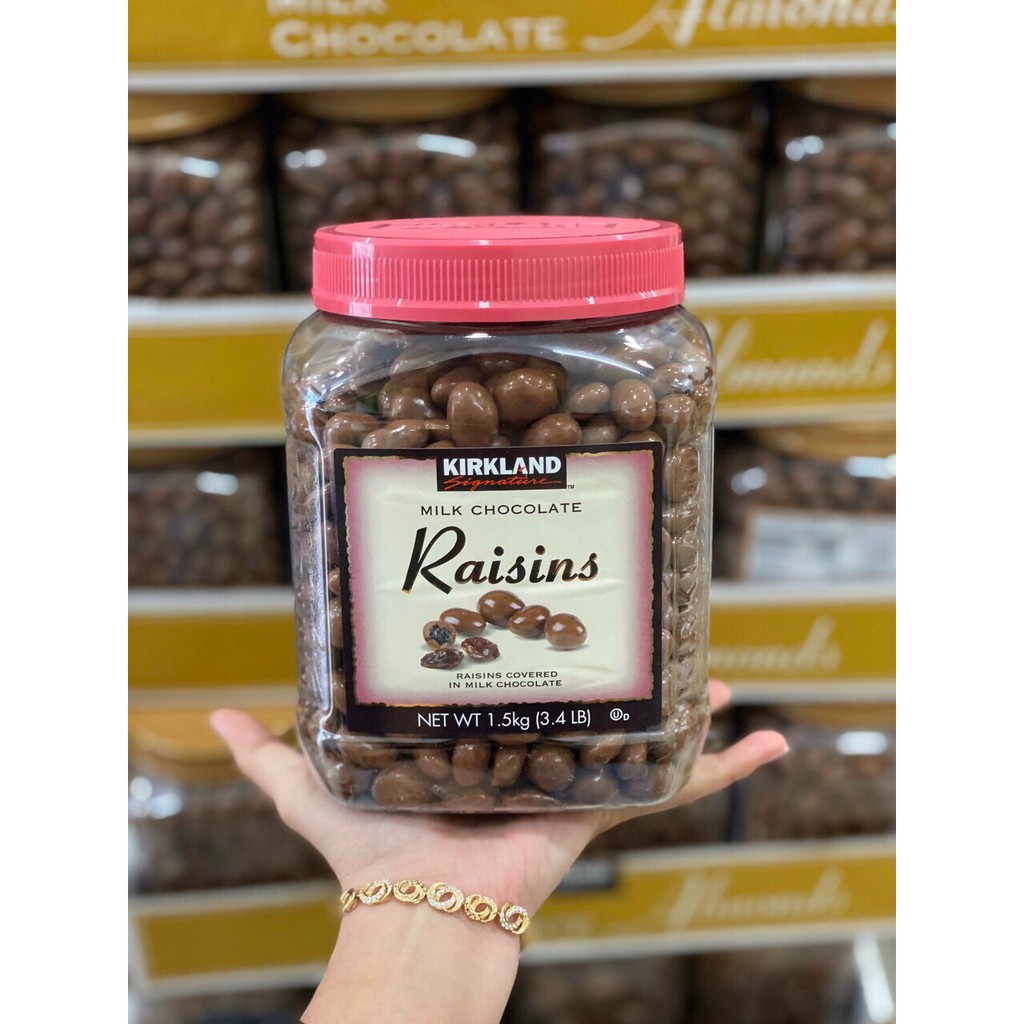 [HÀNG ĐẸP KHÔNG CHẢY] KẸO SOCOLA KIRKLAND SIGNATURE CHOCOLATE MILK ALMONDS RAISINS HẠNH NHÂN NHÂN NHO (CHUẨN USA)