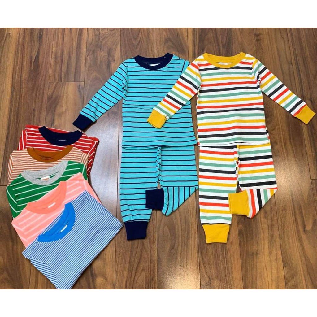 Bộ Borip Gymboree thun Cotton mềm mịn Cổ tròn Kẻ ngang Dài tay cho bé trai bé gái Hàng loại 1 xuất Hàn