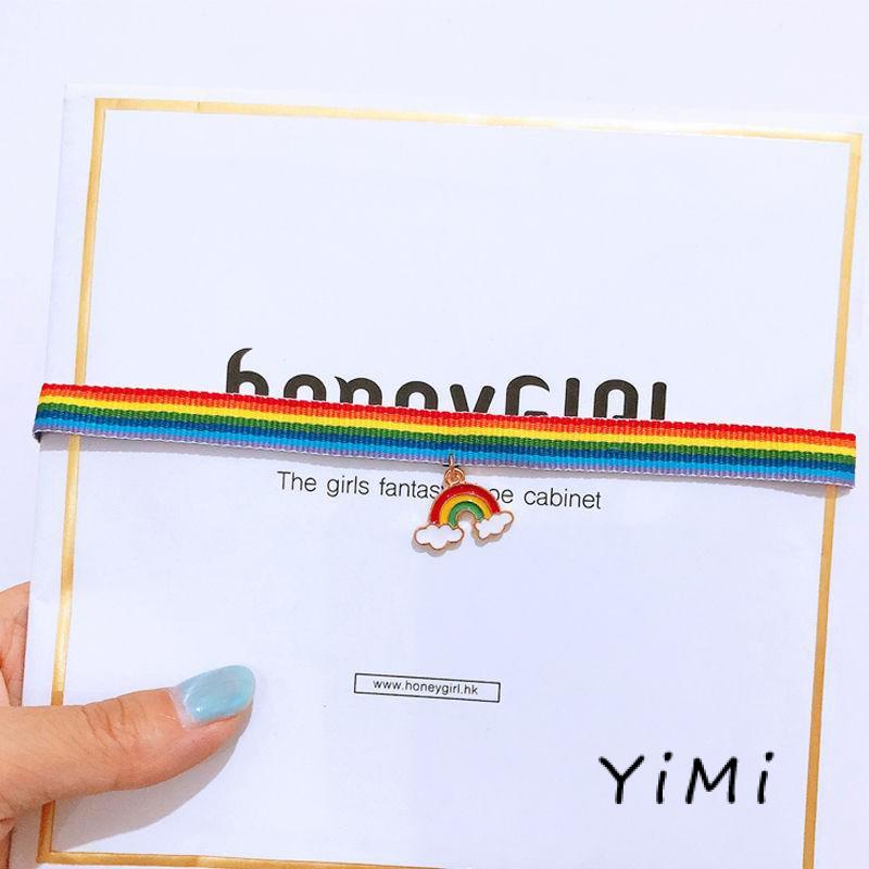 【Siêu rẻ】Thời trang Hàn Quốc Vòng tay cầu vồng mới