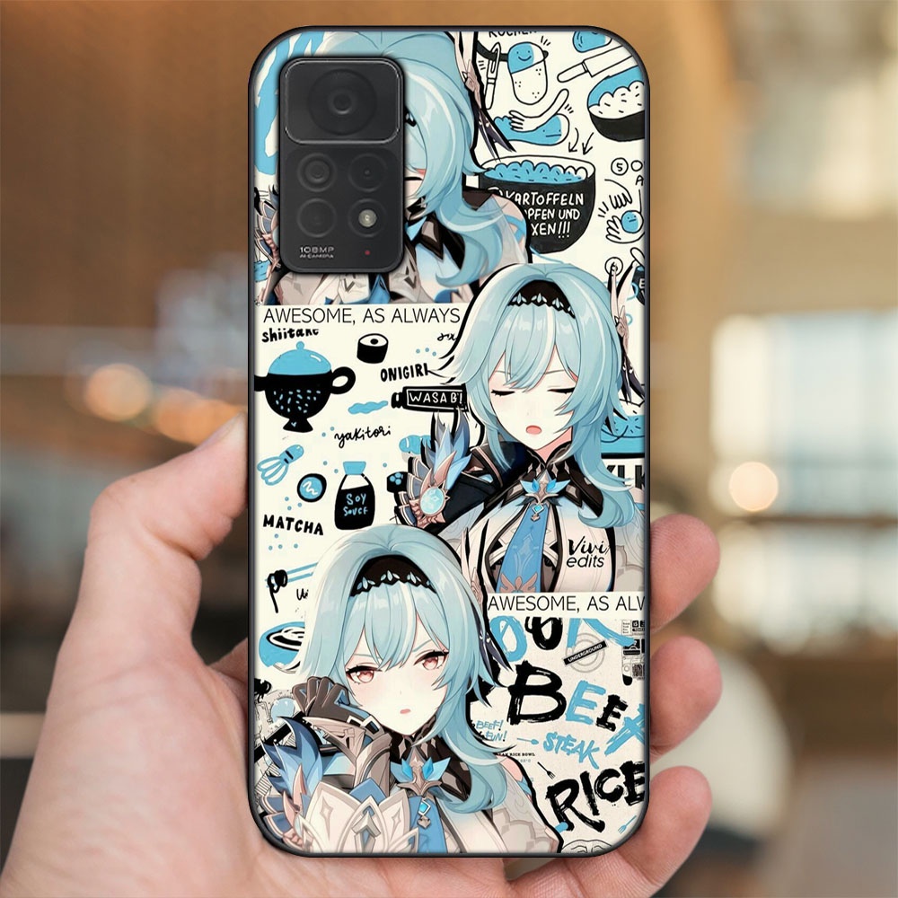 Ốp lưng Xiaomi Redmi Note 11 Pro 4G viền đen in hình Eula Genshin Impact