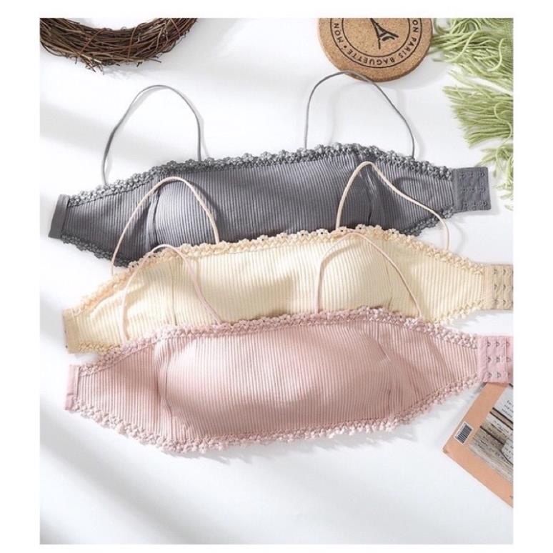 Áo Bra Gân Tăm 2 Dây Móc Cài Sau Viền Ren Hoa 8832 - Lady