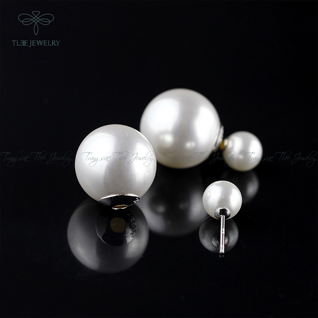 Khuyên tai bạc nữ TLEE hạt trai tròn sang trọng NCJ B0186