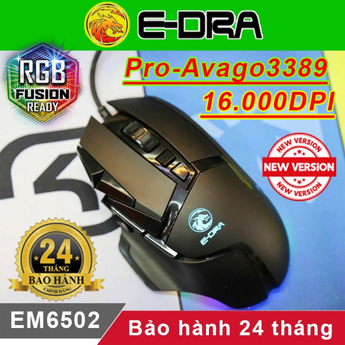 Chuột gaming Edra EM6502 Pro Avago 3389 Geezer GM2 - Chuột chơi game E-Dra EM6502 Pro Avago 3389 Geezer GM2