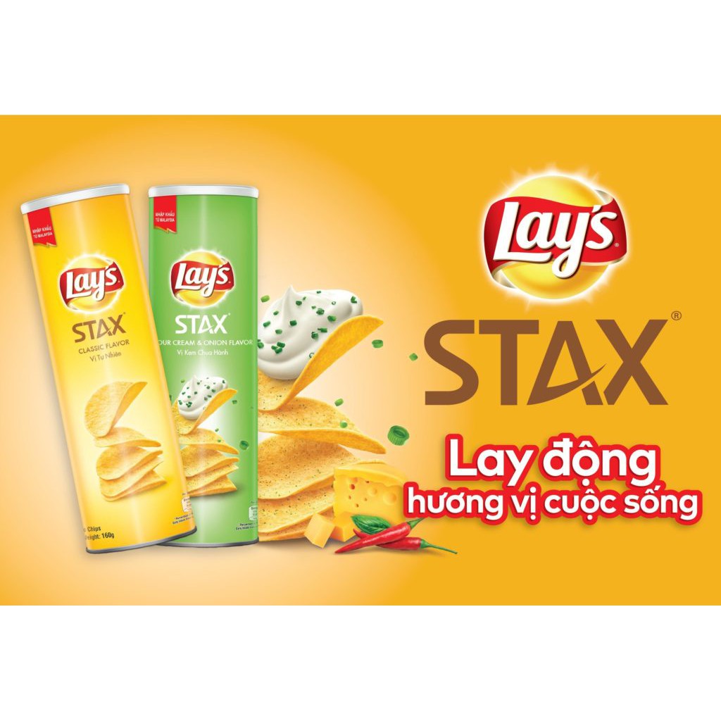Bánh snack khoai tây lon Lay's Stax 155g – 4 vị