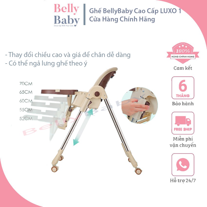 Ghế Ăn Dặm Bellybaby Lux01 Phiên Bản Nâng Cấp 2021, Ngả Lưng 140 Độ, Bàn Ăn Rộng, Có Bánh Xe