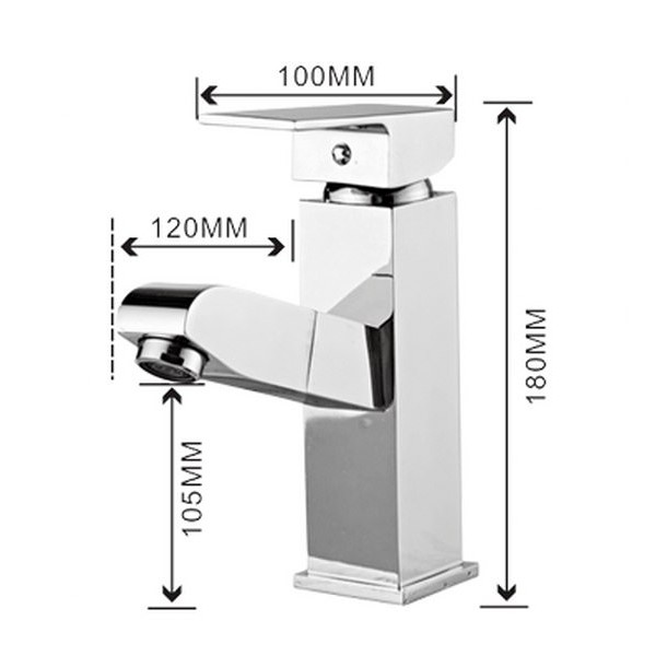 Vòi Lavabo nóng lạnh (Trụ vuông, kiêm đầu xịt) Hợp kim- Siêu cấp ITALIA (Kèm đôi dây cấp nước)