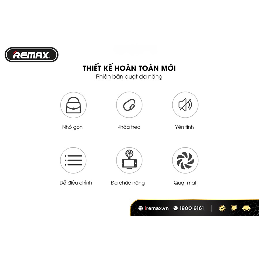 Quạt mini USB móc treo Remax RLFN33. Quạt tiện lợi chính hãng HAGU. | BigBuy360 - bigbuy360.vn