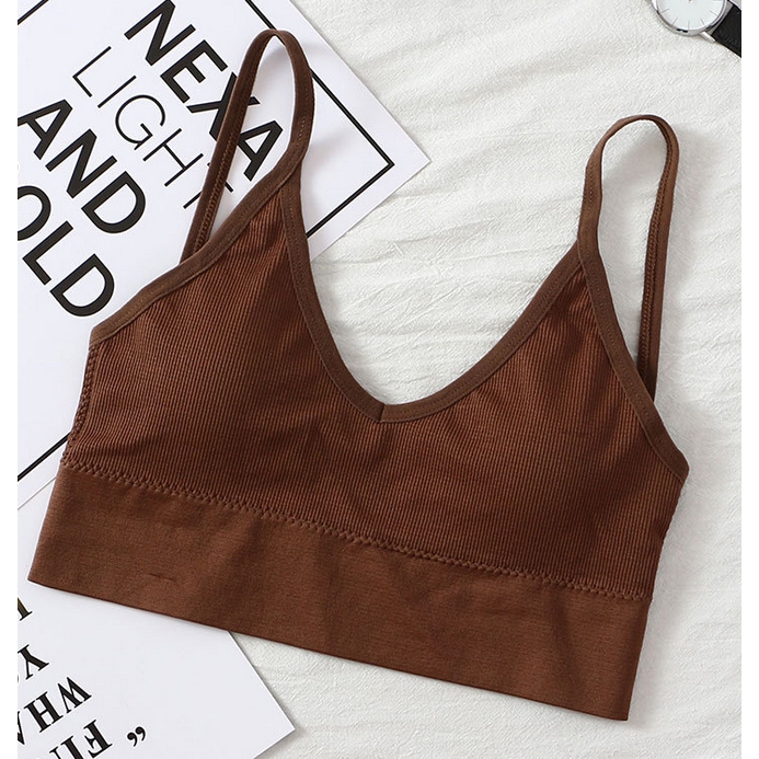 Áo ngực nữ cổ chữ V màu trơn quyến rũ thời trang