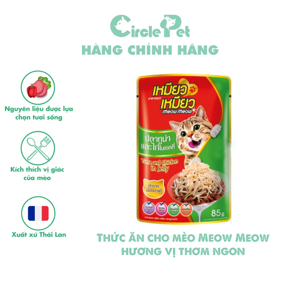Thức Ăn Cho Mèo Meow Meow Kích Thích Vị Giác Hương Vị Thơm Ngon Gói 85g - Circle Pet