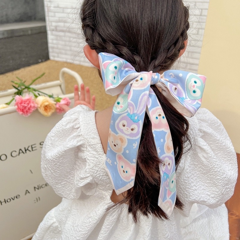 Băng đô vải lụa We Flower thắt nơ in họa tiết hoạt hình phong cách Hàn Quốc cho bé