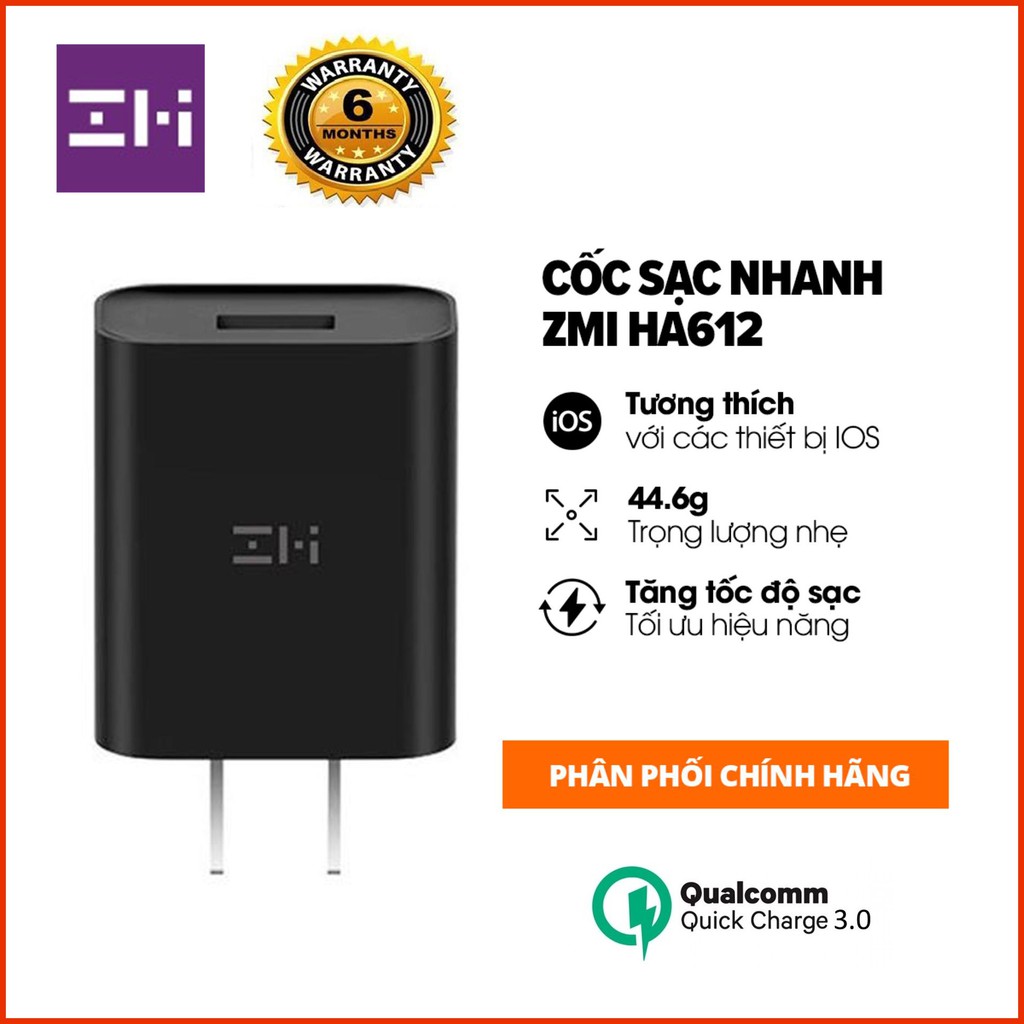 Adapter Sạc Nhanh ZMI HA612 QC 3.0 - Chính hãng phân phối