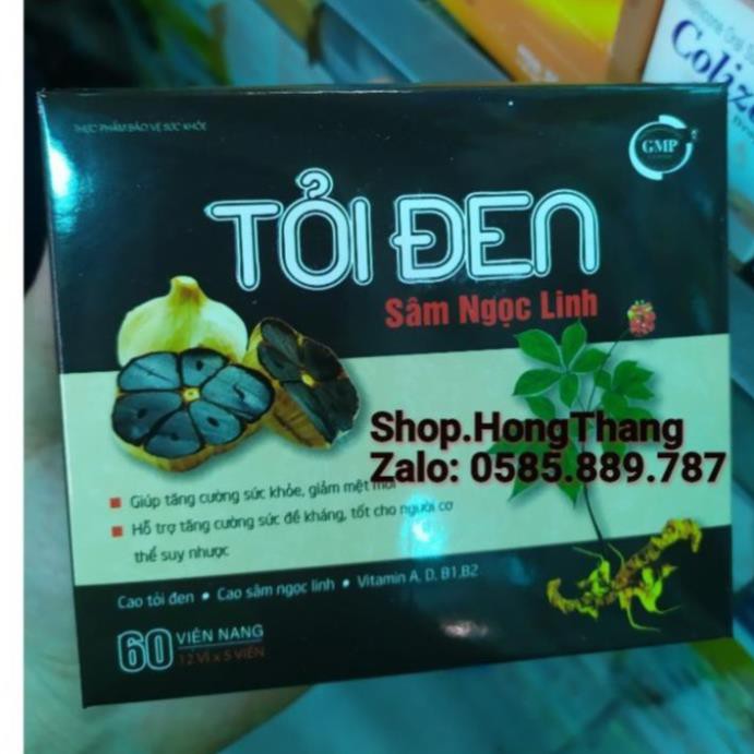 Tỏi Đen Sâm Ngọc Linh hộp 60 viên nang mềm bồi bổ cơ thể, giảm mỡ trong máu, bảo vệ tim mạch, chống laoc hóa da