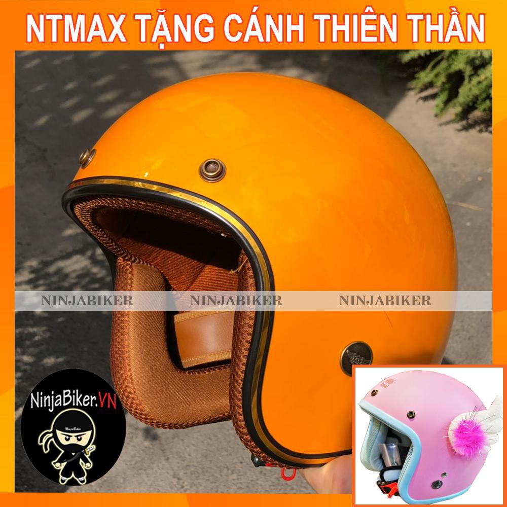 [ MẪU MỚI] Nón bảo hiểm ntmax vàng cam lót nâu kèm cánh thiên thần( ngẫu nhiên)