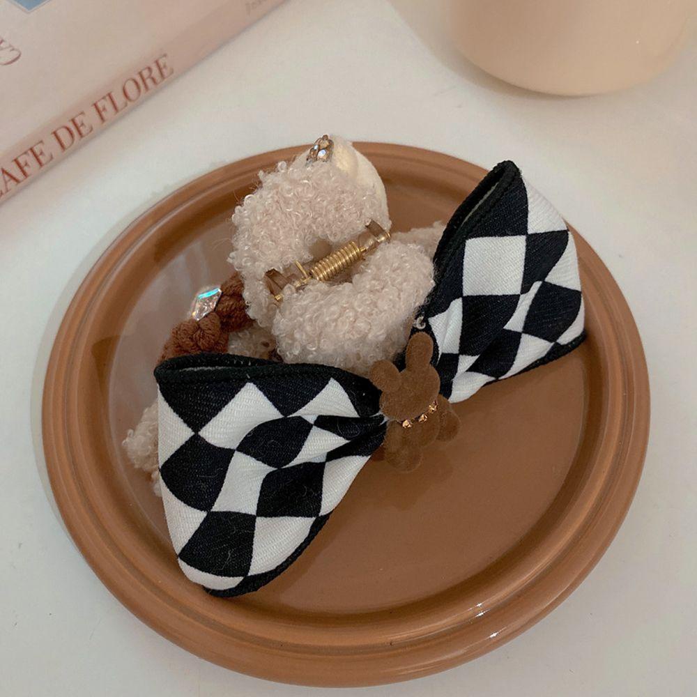 Kẹp Tóc Nơ Họa Tiết Kẻ Ô Dễ Thương Ngọt Ngào WMES15H Cho Nữ|Kẹp Tóc Hình Cá Mập Dễ Thương