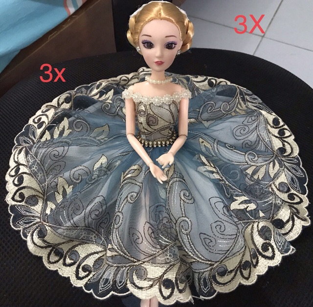 Váy hoặc trọn bộ búp bê váy thiết kế màu xanh