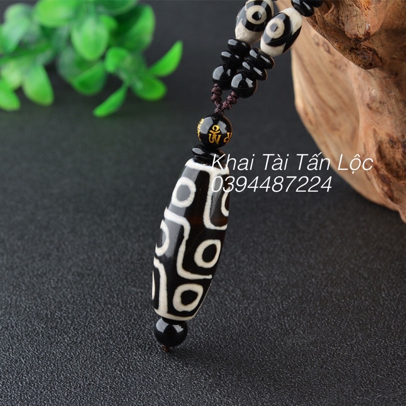 MẶT DÂY CHUYỀN THIÊN CHÂU DZI TÂY TẠNG 9 MẮT MỆNH KIM , THỔ